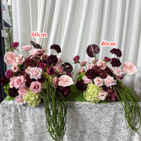 Roze paarse kunstbloemenarrangement Anthurium roos bloemstuk voor bruiloft evenement decoratie