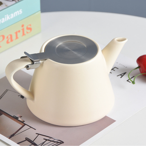 Logo personalizzato design macarons colori <span class=keywords><strong>teiera</strong></span> in ceramica con filtro infusore in acciaio inossidabile - Product Image 6