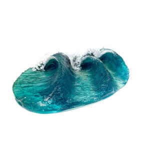 Decorazione da tavolo da tavolo con onde marine blu resina trasparente - Product Image 3