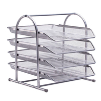 Organizador de Escritorio de Metal con Malla Metálica, Almacenamiento de Archivos, 4 Bandejas, Juego de Papelería para Oficina en Casa, Suministros de Oficina, Zhejiang, 30x34x35cm