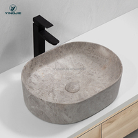 Lavabo de salle de bain en pierre artificielle à motif quartzite