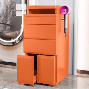 Wholesale Salon Furniture 4-Tier Salon Cabinet <b>Trolley</b> Cart with Hidden Storage Tray Wooden Drawers for Hair Salon Barber Shop - Product Image 3