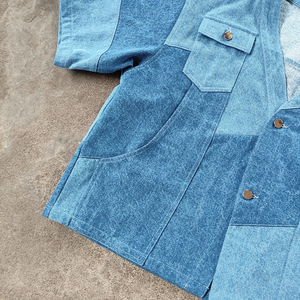 Camisa de hombre de algodón 100% lavada vintage personalizada con botones, ropa de calle elegante con estampado de retazos, camisa de trabajo de gran tamaño para <span class=keywords><strong>Mne</strong></span> - Product Image 4