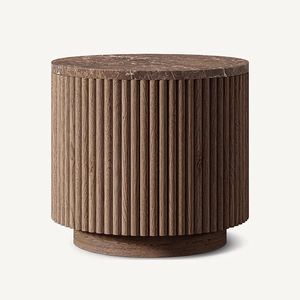 Mesa de Centro Redonda de Madera Maciza Estilo Americano, Creativa, Sencilla y Retro, Mesa Esquinera Simple con Tablero de Mármol - Product Image 3