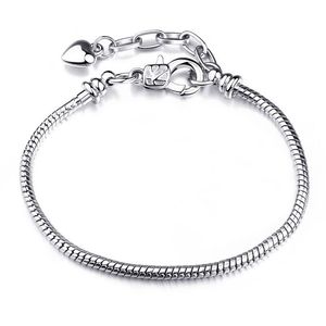 High quality simple adjustable DIY <b>Beaded</b> snake bone basic <b>bracelet</b> Customizable Heart <b>Charm</b> <b>bracelet</b> - Product Image 3