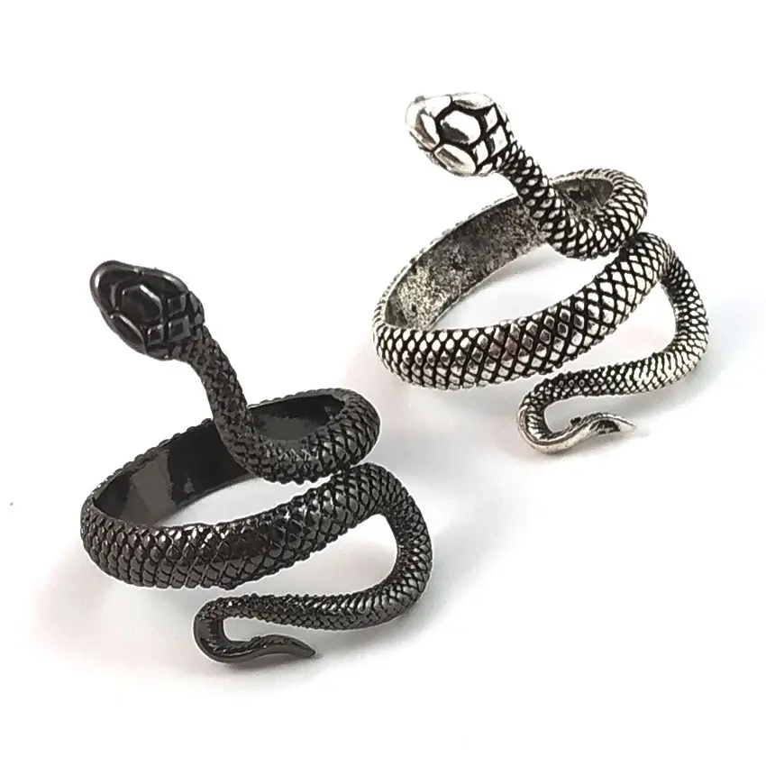 European New Retro Punk Exaggerated Spirit Snake Ring Fashion Personality Stereoscopic Opening Adjustable Ring Jewelry