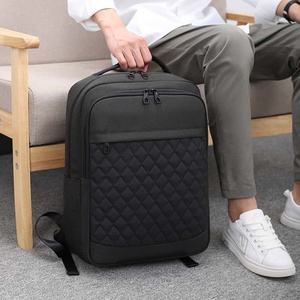 Unisex Nylon Backpack 20-37L Waterproof Zipper Closure <b>Computer</b> Interlayer Minimalist Travel Design Diamond Lattice Pattern - Product Image 2