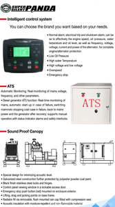 เครื่องกำเนิดไฟฟ้าดีเซลคัมมินส์ 50kVA ระบายความร้อนด้วยน้ำ สตาร์ทด้วยระบบไฟฟ้า พร้อมหลังคาเก็บเสียง สำหรับงานอุตสาหกรรม - Product Image 5