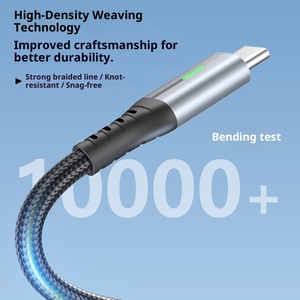 Cavo di ricarica LED intrecciato in nylon da 240W, molto venduto, da USB-C a USB-C per ricarica rapida di dispositivi <span class=keywords><strong>Samsung</strong></span>, iPhone e Android. - Product Image 3