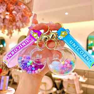 พวงกุญแจอะคริลิคใส PVC ทนแสง UV สีสันสดใส รูปดาว พระจันทร์ กระต่าย เรืองแสงในที่มืด ขวดทราย น้ำมัน ของตกแต่ง ขายส่ง - Product Image 1