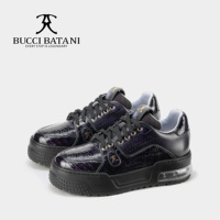 Chaussures de skate pour hommes BUCCI BATANI, en cuir violet Balloonflower, tige en tissu Scabal, lacets, semelle extérieure en caoutchouc XL, SC070-E011
