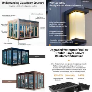 Pergola <span class=keywords><strong>bioclimatique</strong></span> moderne automatique en aluminium pour patio extérieur, verrière de jardin à haute transmission lumineuse en verre trempé - Product Image 6