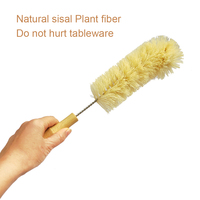 Brosse de lavage de bouteilles en sisal 100% naturel, écologique, biodégradable, brosse de nettoyage de cuisine en bois