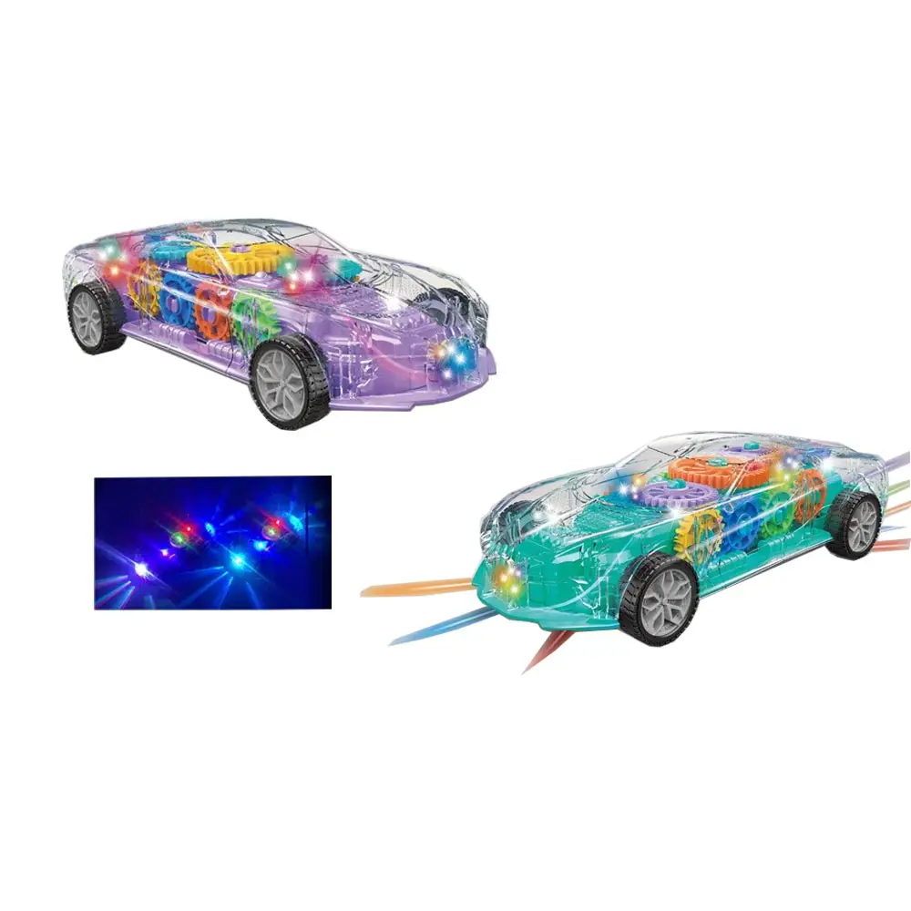 Hot Selling Electric Inertia Transparent Gear Lights Music Kids Car Toys