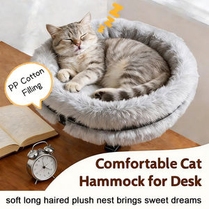 Cama de Escritorio para Gatos, Camas Suaves de Piel Sintética, Hamaca para Gatos Pequeños y Grandes, Lugar de Descanso Interior, Cama Colgante Giratoria para Mascotas - Product Image 5