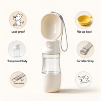 Bouteille d'eau portable 2-en-1 manuelle et gamelles de voyage pour chiens – Tasse à boire pour la marche en extérieur