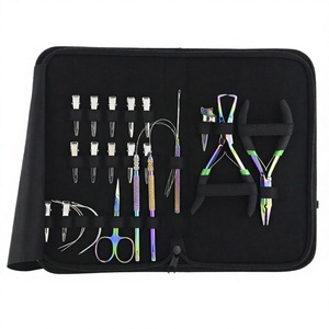 Hair Extension Plier Stainless Steel Weft Hair styling Tools Kit Set Threads scissor Microbeads pliers Needles <b>Clips</b> loops <b>hook</b> - Product Image 1