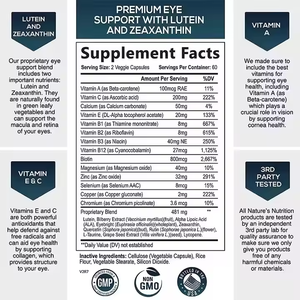 Suplemento de cápsulas para la salud ocular para adultos que contiene luteína, zeaxantina, zinc, vitamina C E, compatible con la sequedad de la visión - Product Image 6