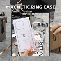 Coque de téléphone portable IExplore avec anneau magnétique de charge sans fil, TPU + acrylique, antichoc, pour 17 Pro Max, couleurs transparentes