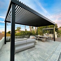 Auvent d'ouverture Auvent de toit rétractable Patio Gazebo gris étanche à la pluie Bioclimatique Bioclimatique Pergola à persiennes mobile en aluminium 4x6