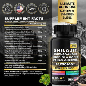 Shilajit Cápsula 8 en 1 Suplemento de energía inmune Ginseng Curcumina Shilajit Hombres Mujeres Fuerza extra - Product Image 4