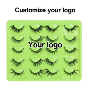 Private Label 10 Pairs Soft <b>cat</b> <b>Eye</b> Full Strip <b>Eye</b> <b>Lashes</b> Wholesale Custom logo 3d Silk False Natural Eyelashes Set - Product Image 2