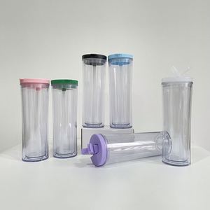 20oz Curve Shape clear Transparent Acrylic <b>Plastic</b> Pre Drilled Snow Globe Cold <b>Cups</b> Glowing Tumblers with Bottom Hole - Product Image 2