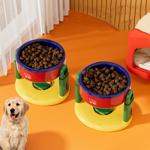 Nuova ciotola diagonale alta per il risparmio idrico regolabile per il sollevamento di animali domestici per proteggere la colonna vertebrale cervicale dal ribaltamento. - Product Image 3