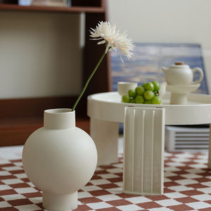 Jarrón de cerámica con forma de linterna, decoración moderna blanca para sala de estar, dormitorio, mesa, arreglo de flores secas - Product Image 4