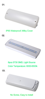 Lampu Darurat LED IP65 Uji Mandiri Cadangan 3 Jam 6000K Putih Dingin Keselamatan Industri