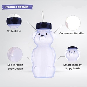 Pe ours boisson tasse dessin animé <span class=keywords><strong>lait</strong></span> thé tasse tasse brosse paille brosse boisson bouteille miel bouteille en plastique bouteille emballage - Product Image 3