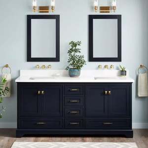 Mueble de Baño de Madera Maciza de Estilo Americano, Lujoso, Duradero y de Aspecto Sofisticado, con Espejo Inteligente, Individual o Doble - Product Image 1