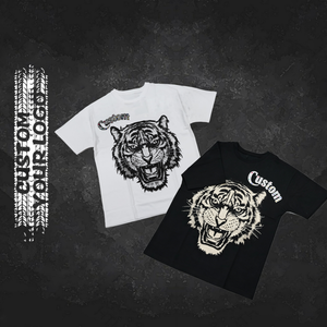 เสื้อยืดคอกลมแขนสั้นลายเสือพิมพ์ลายตามสั่งสำหรับผู้ชาย ทรงโอเวอร์ไซส์ ผ้าคอตตอนเจอร์ซีย์ สไตล์สตรีทแวร์ลำลอง - Product Image 2