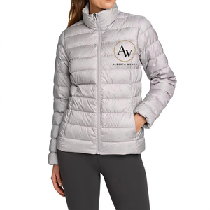 Veste matelassée respirante pour femme avec col montant, fermeture éclair, couleur unie, manches longues, rembourrage en polyester, hiver - Product Image 1