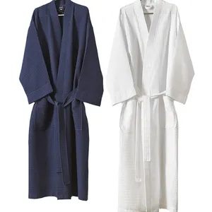 Linen Unisex Long Kimono Style Bathrobe 100% cotton bathrobe plush spa bathrobes