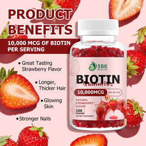 Custom Logo Biotin 10000mcg Vegan Hair Gummies for Hair Skin Nails Biotin Hair Growth Gummies Natural Strawberry Flavor Gummy - Product Image 5