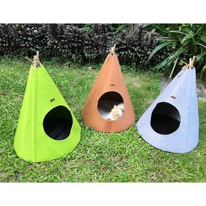 Vente en gros Lit chauffant pour chat en feutre naturel pour extérieur Maison pour chat en bois pour chat - Product Image 4