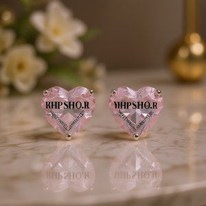 RHPSHO.R Orecchini a forma di cuore con cristalli per donna, romantici, da indossare tutti i giorni, con montatura a griffe in lega, gioielli a forma di diamante rosa - Product Image 2