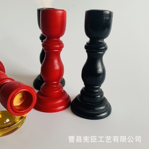 Wooden <b>Candlesticks</b> Red And <b>Black</b> Column Shape Rosewood Home Decoration Wedding Props - Product Image 2