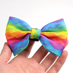 Migliore moda Custom arcobaleno Logo colorato modello poliestere di lusso Pet cane collo papillon per collare - Product Image 3