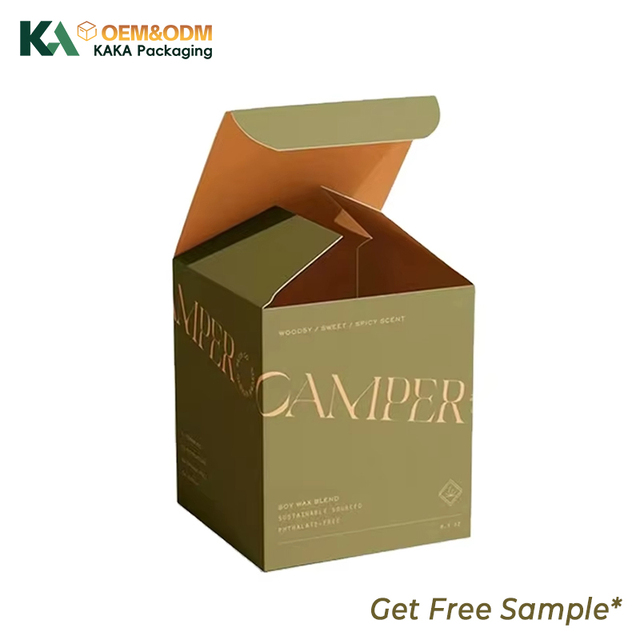 KAKA Custom Logo Luxury Candle Packaging Box Eco Friendly Matte Paper Folding Gift Boxes for Scented Wax Coffee
