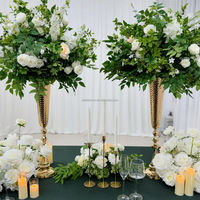 Boules de fleurs artificielles en fausse soie blanches et vertes luxueuses - Décoration de mariage moderne de haute qualité