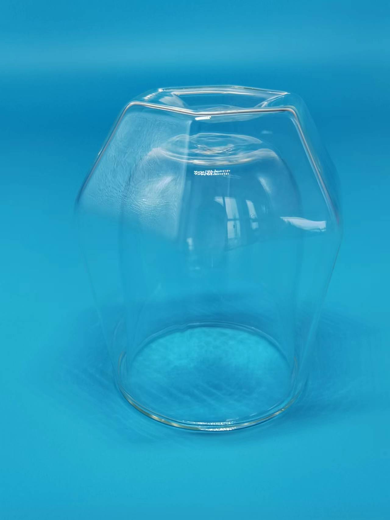 Hexagonal double wall cup borosilicate heat-resistant glass high translucent coffee cup