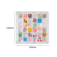 36-grid Set Campuran Resin Payet Cangkang Bahan Seni Kuku Manik-manik Berbentuk Cangkang Payet Bintang Hati Berongga Hiasan Kuku Lainnya