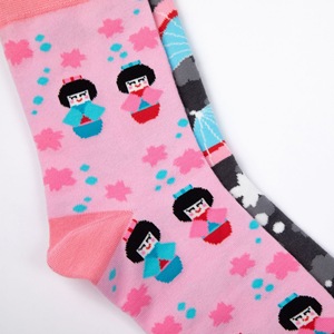 <b>Women</b> Autumn Cotton <b>Socks</b> Korean Style Fashion Trendy Custom Printed Logo Pink Simple Mid High <b>Socks</b> - Product Image 3