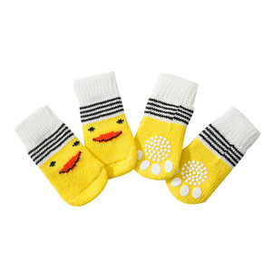 Chaussettes pour chien en tricot de coton 90, chaudes et antidérapantes, pour animaux de compagnie, taille XL L, motif canard de dessin animé - Product Image 3