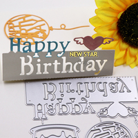 Vendita calda di buon compleanno in metallo fustelle per la realizzazione di carte fai da te artigianato fatto a mano inglese fustellatura per Scrapbooking