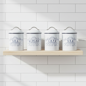 Set di 3 <span class=keywords><strong>Contenitori</strong></span> <span class=keywords><strong>per</strong></span> Cucina in Acciaio al Carbonio Verniciato a Polvere, Multifunzione <span class=keywords><strong>per</strong></span> Conservazione di Tè, <span class=keywords><strong>Zucchero</strong></span> <span class=keywords><strong>e</strong></span> Caffè - Product Image 1