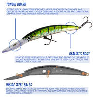 Leurres de pêche flottants FJORD à longue queue 130mm 24g avec yeux 3D, leurres minnow pour la pêche à la traîne