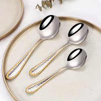 Magnifique ensemble de couverts en or fondu, service de traiteur de mariage, couverts en acier inoxydable 18-10 pour hôtels et restaurants